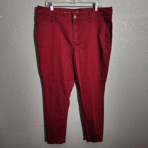 St Johns Bay Skinny Leg Pants Womens 16 Brick Red Stretch Cotton Blend Jeans